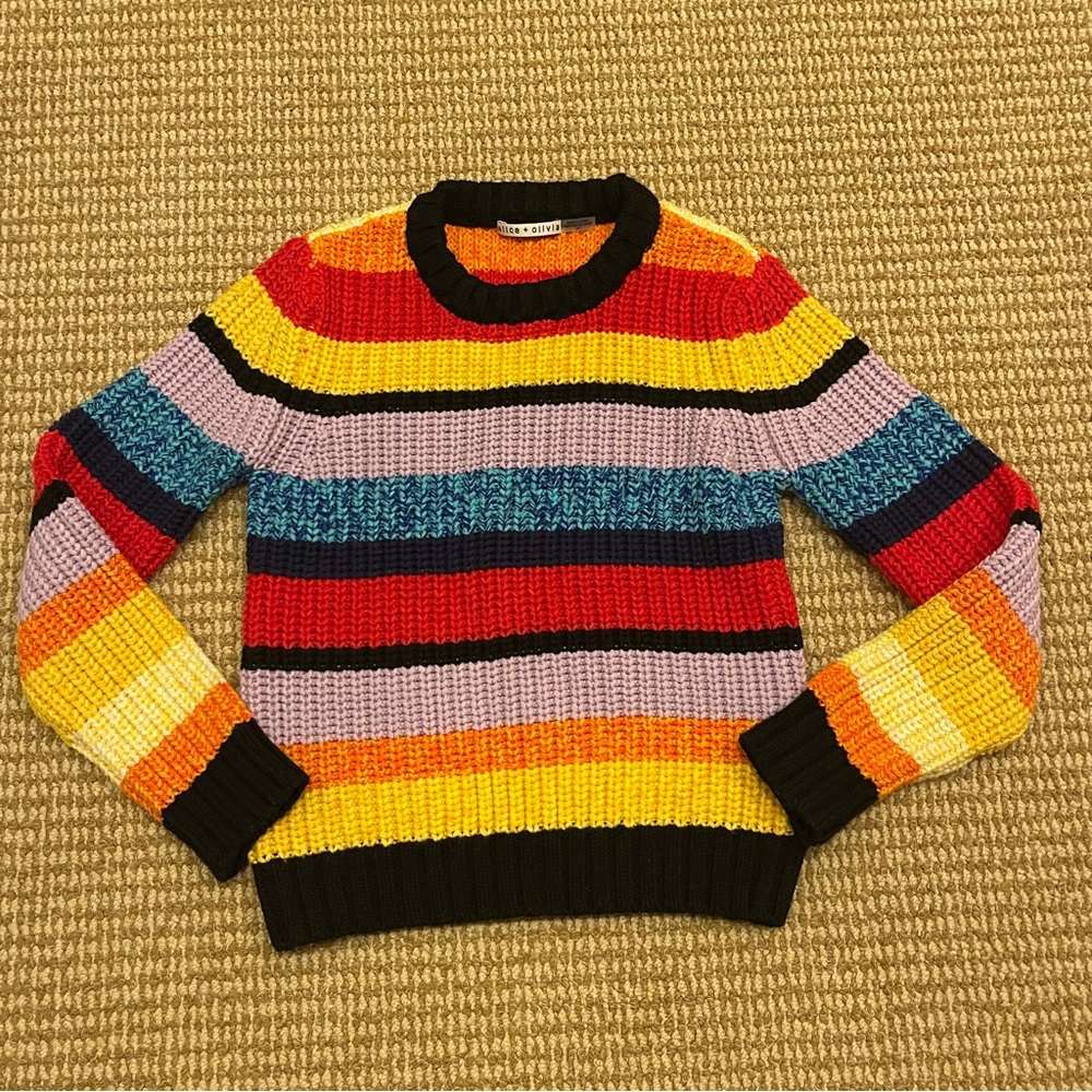 Alice + Olivia Barb Rainbow Striped Sweater Small - Picture 4 of 10